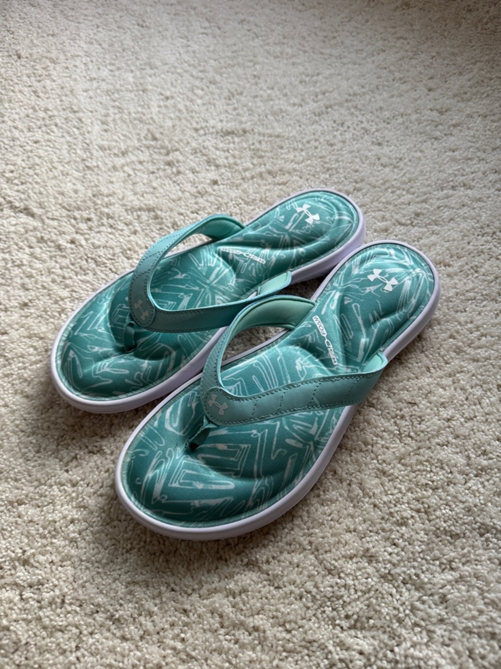 Under Armour Women's Teal Patterned Foam Flip Flops